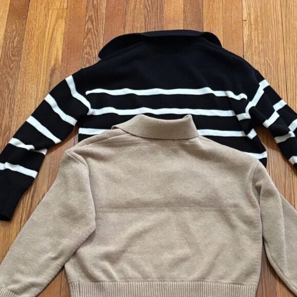 Old Navy Black and Cream Striped Sweater with Tan Sweater - Picture 4 of 4